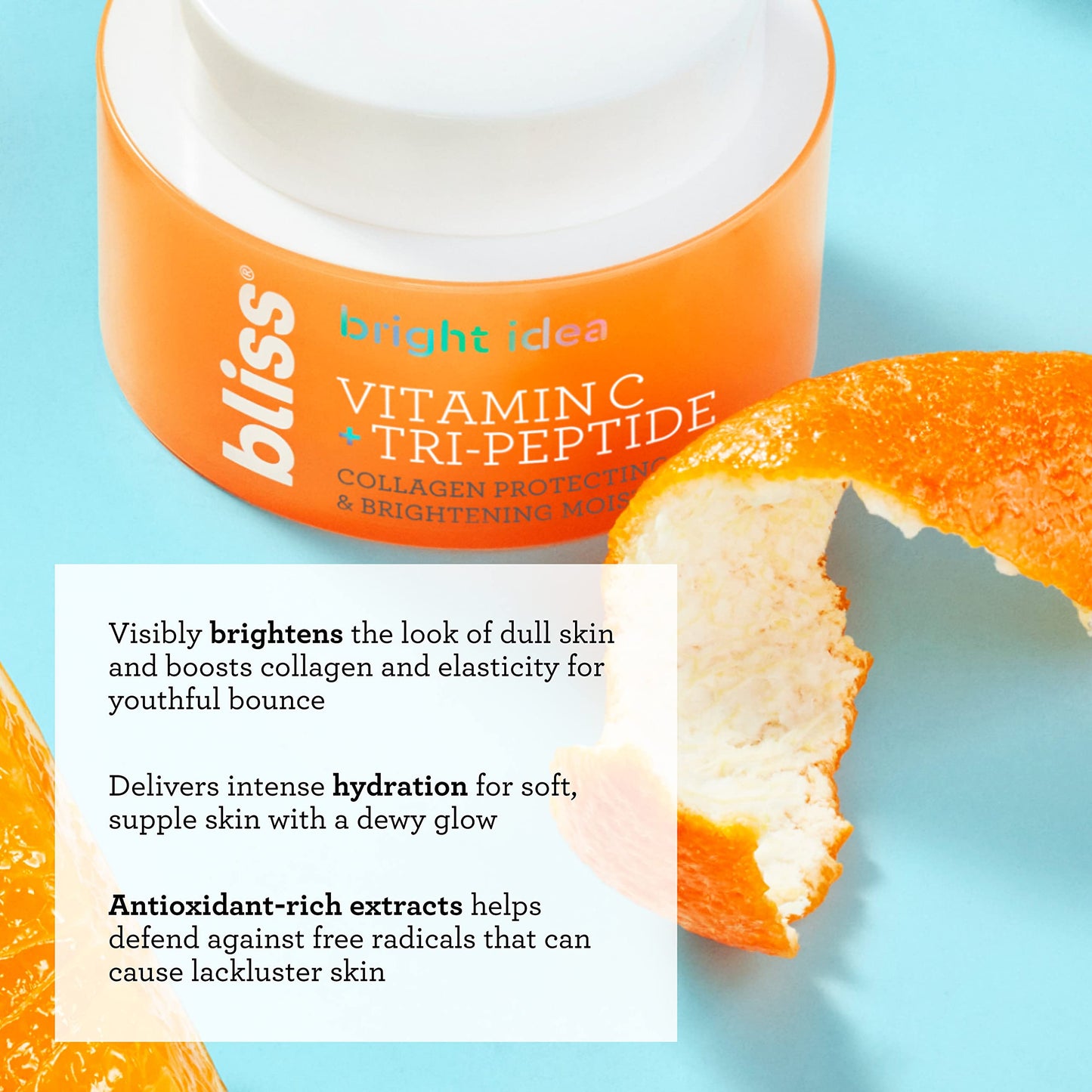 Bliss Tri-Peptide Brightening Moisturizer | Vitamin C & Squalane | Hydrating Anti-Aging Face Cream