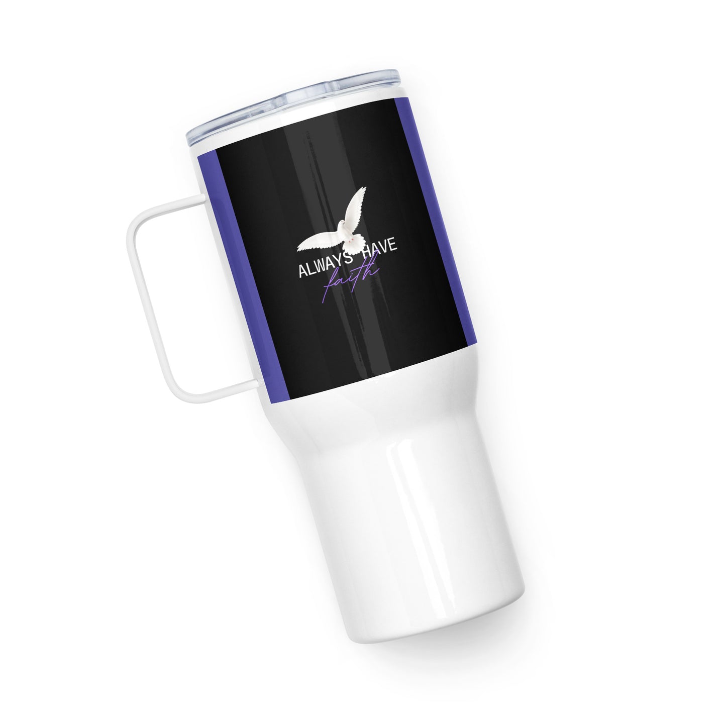 Always Have Faith travel mug with a handle - Indigo blue