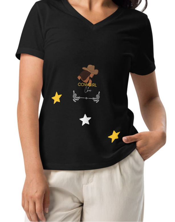 Cowgirl Chic Women’s relaxed v-neck t-shirt - yellow