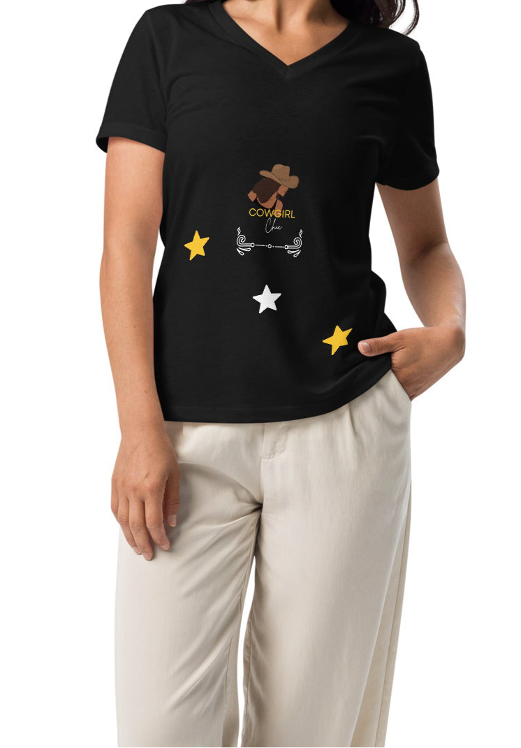 Cowgirl Chic Women’s relaxed v-neck t-shirt - yellow