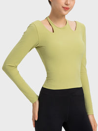 Halter Neck Long Sleeve Sporty Top