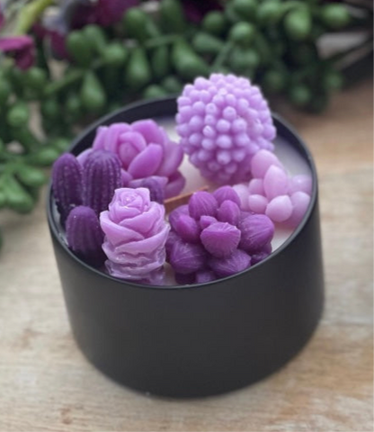 Purple Succulent candle - small