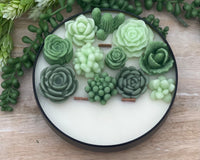 Large Green succulent candle