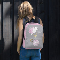 Pink and Gray floral backpack