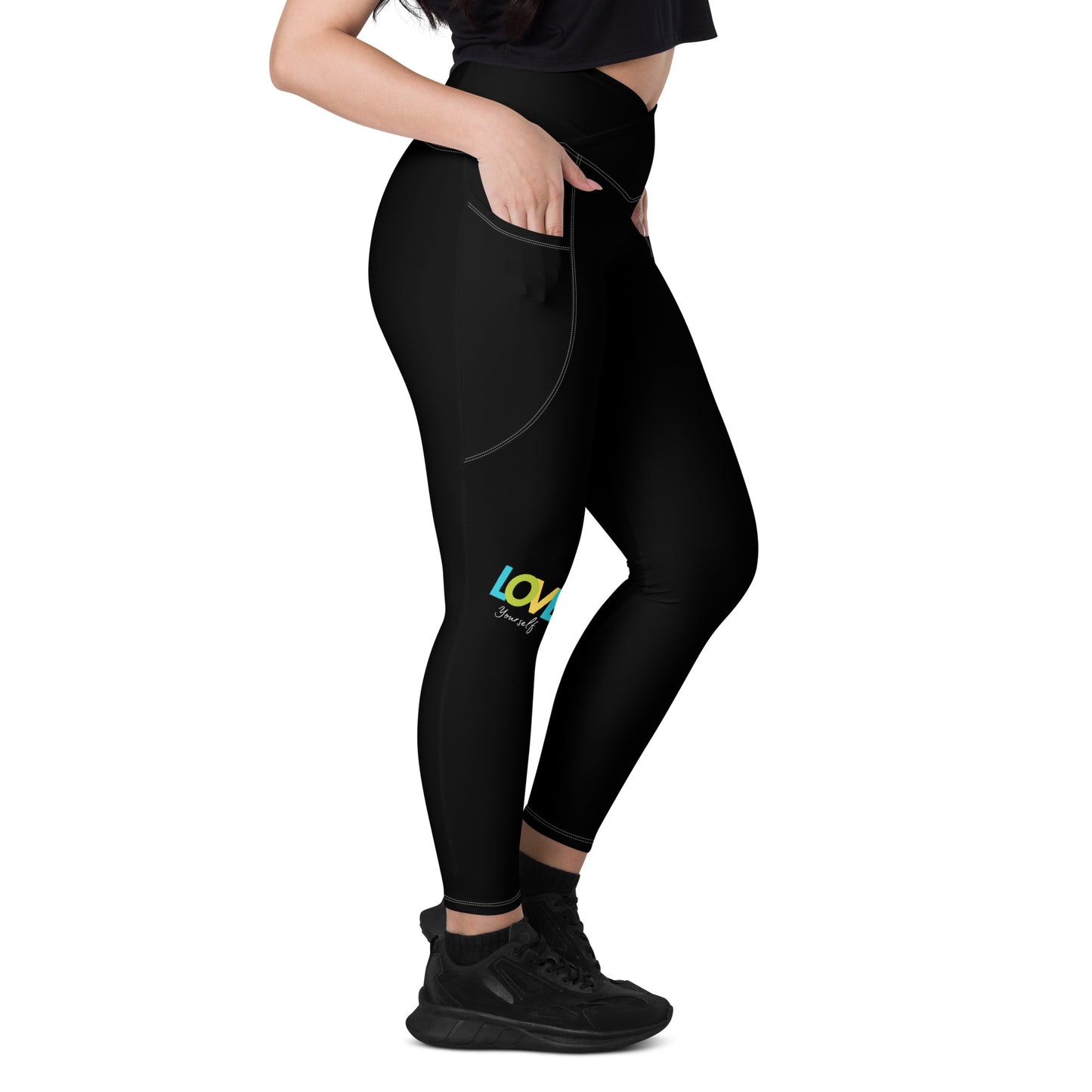 Love yourself crossover leggings with pockets