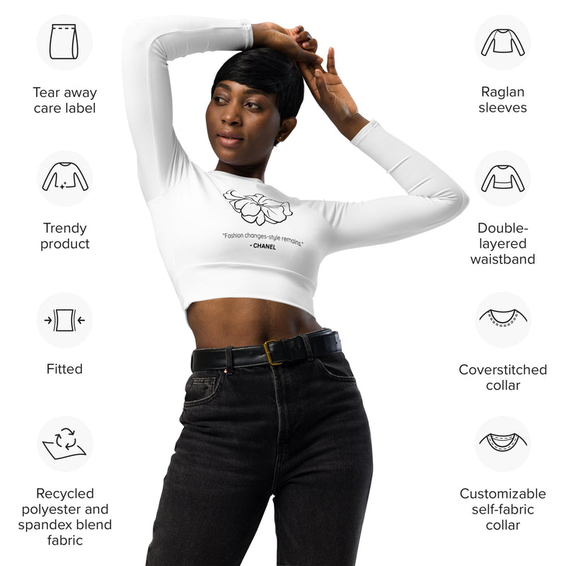 CC long-sleeve crop top - white