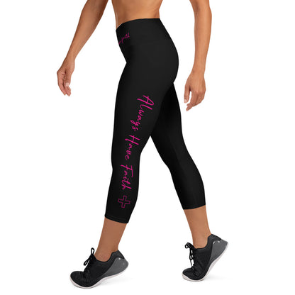 Always Have Faith Capri Leggings - Fuchsia