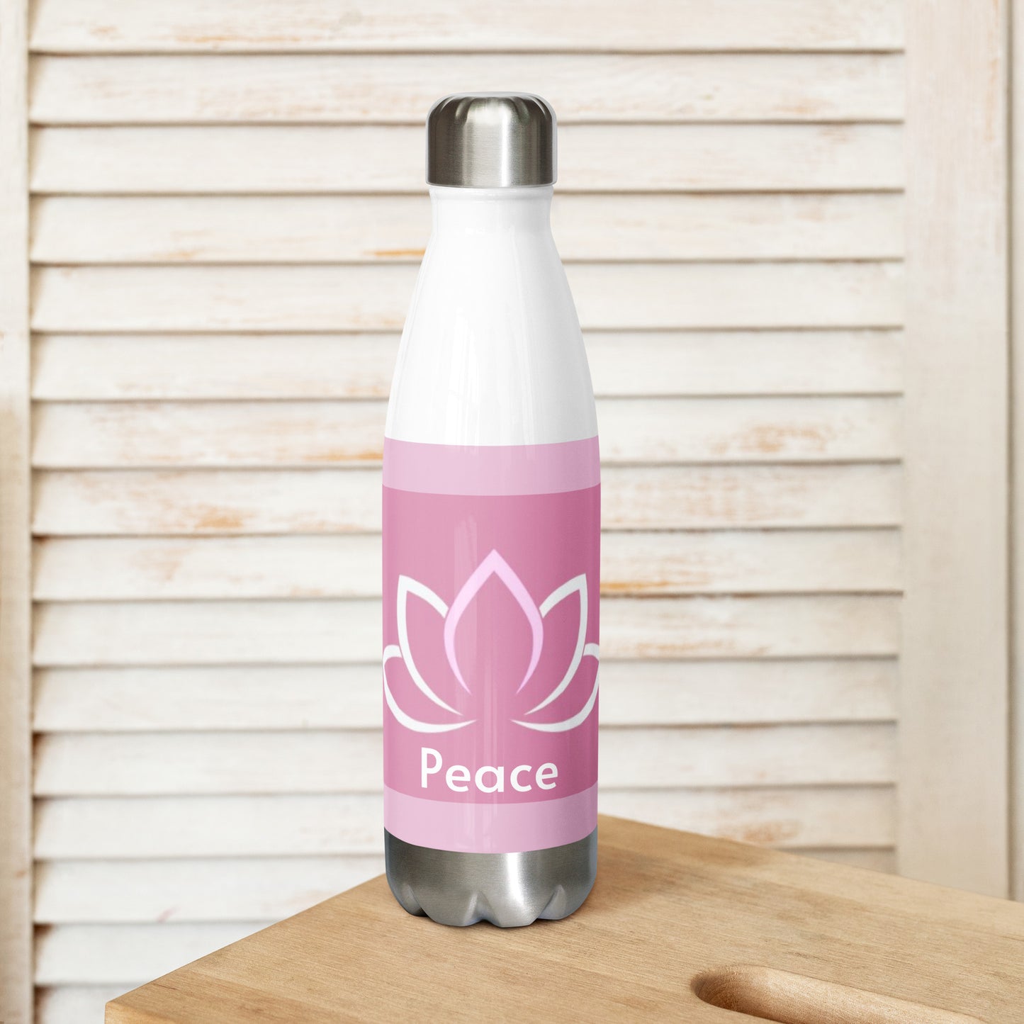 Lotus flower stainless steel water bottle - Pink/white