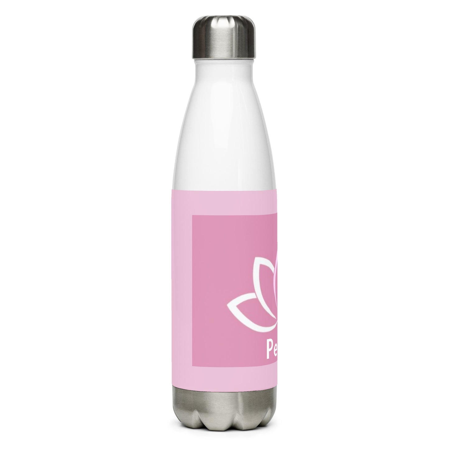 Lotus flower stainless steel water bottle - Pink/white