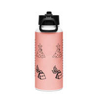 Stainless steel water bottle with a straw lid