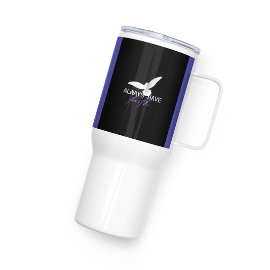 Always Have Faith travel mug with a handle - Indigo blue