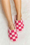 Melody Checkered Print Plush Slide Slippers