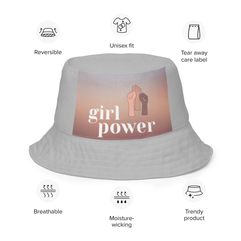 Girl power- Reversible bucket hat Gray