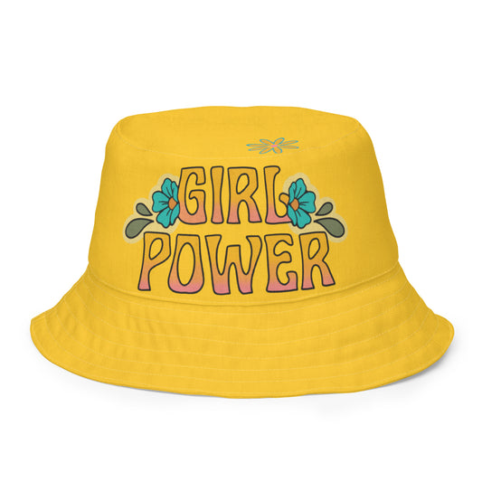 Girl power Reversible bucket hat - yellow