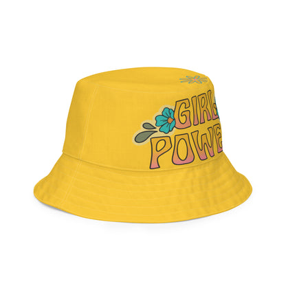 Girl power Reversible bucket hat - yellow