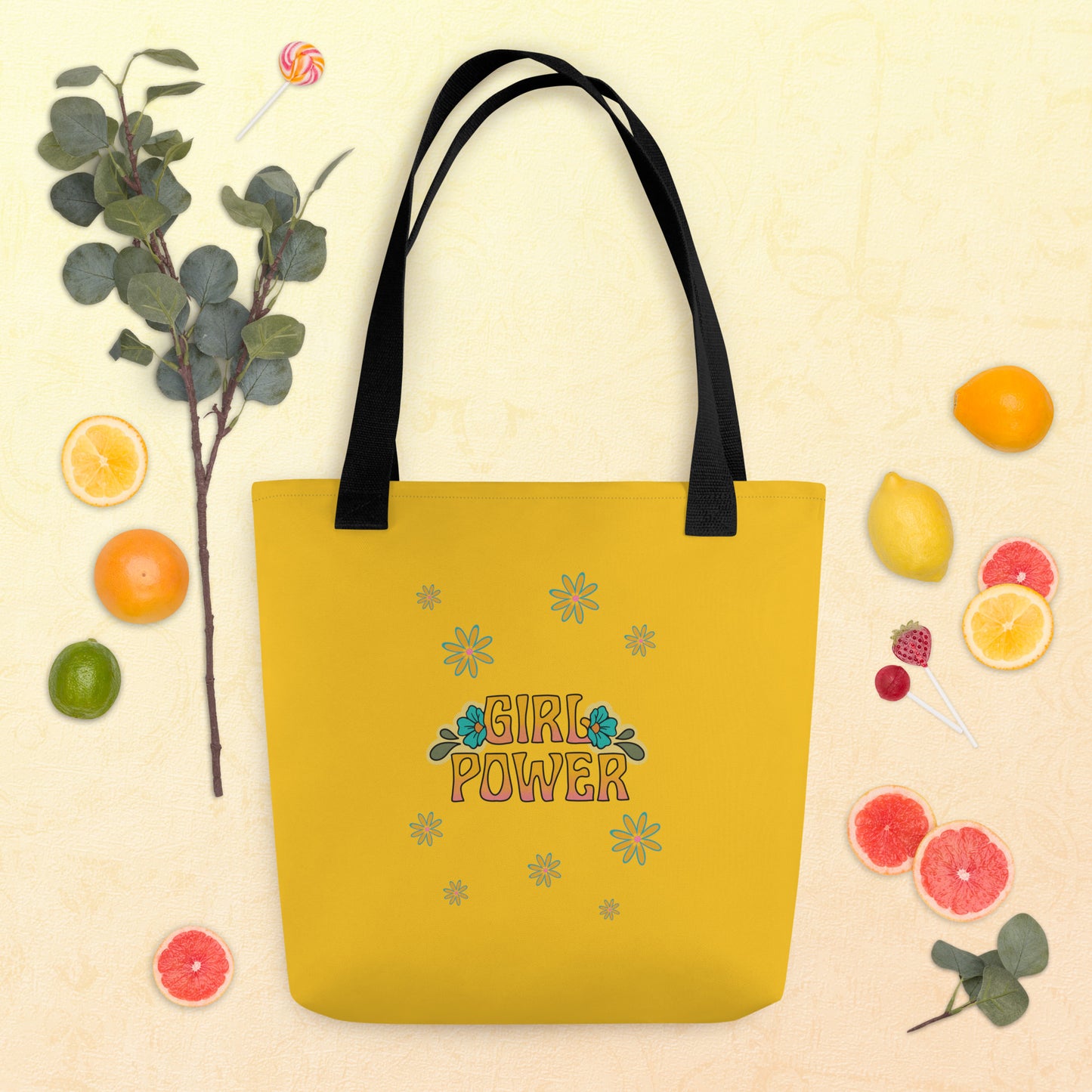 Girl power tote bag - yellow