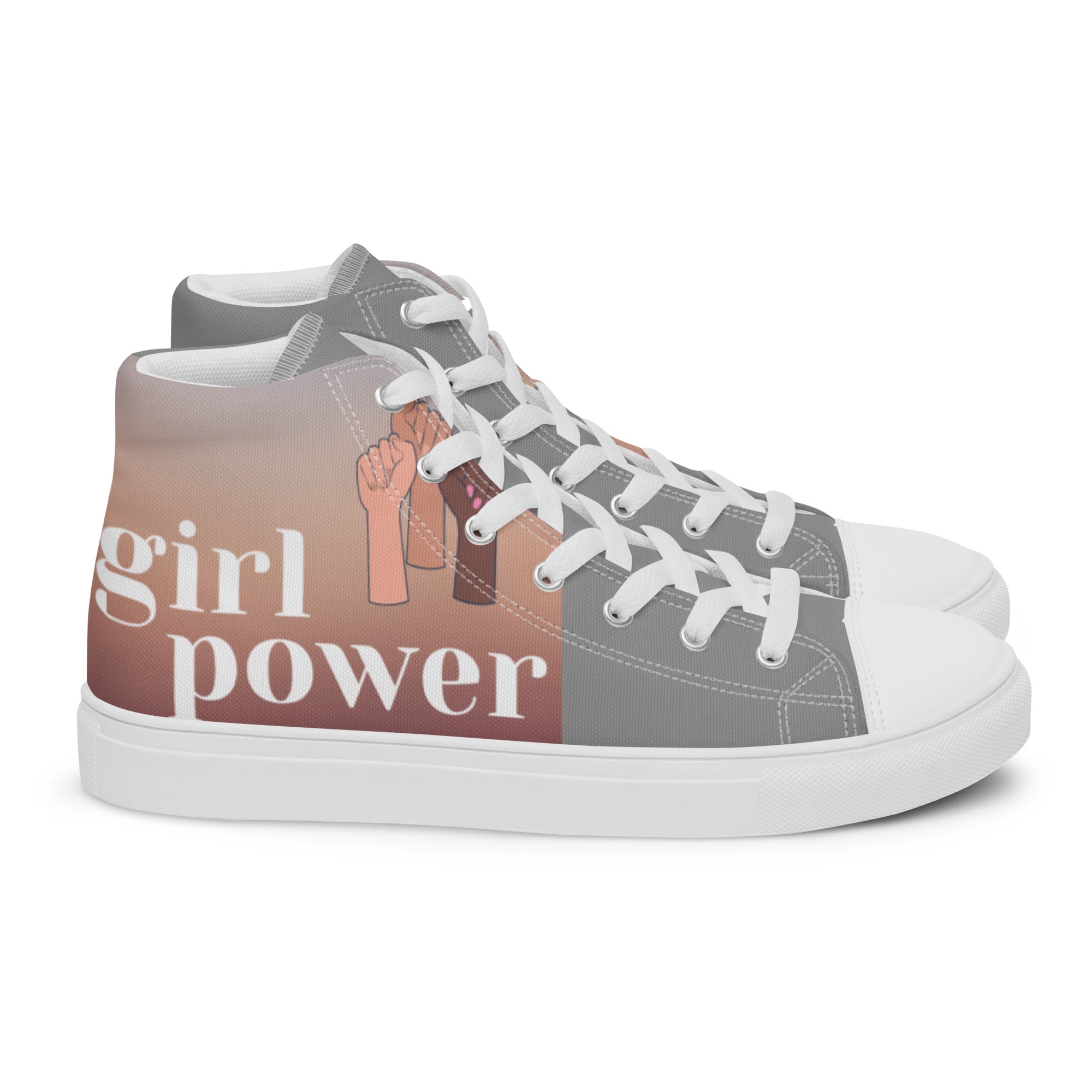 Girl Power high top canvas shoes - pink/gray