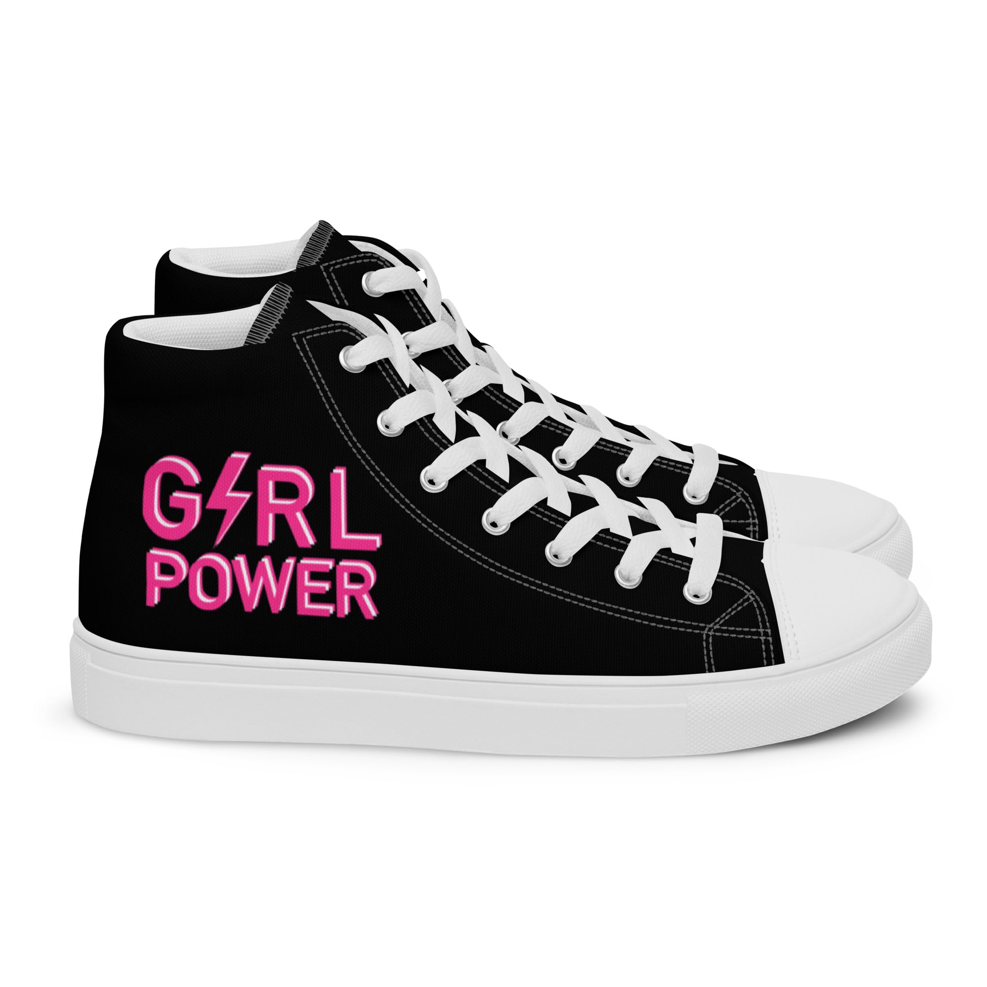 Girl PWR high top canvas shoes - Fuchsia/black