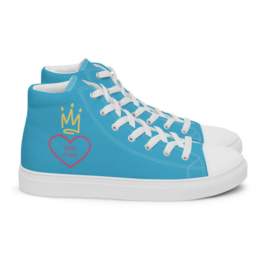 Girl PWR high top canvas shoes - light blue/pink/yellow